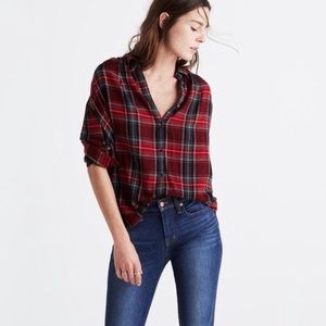 Madewell Holiday Tartan Plaid Central Button Up Shirt XS